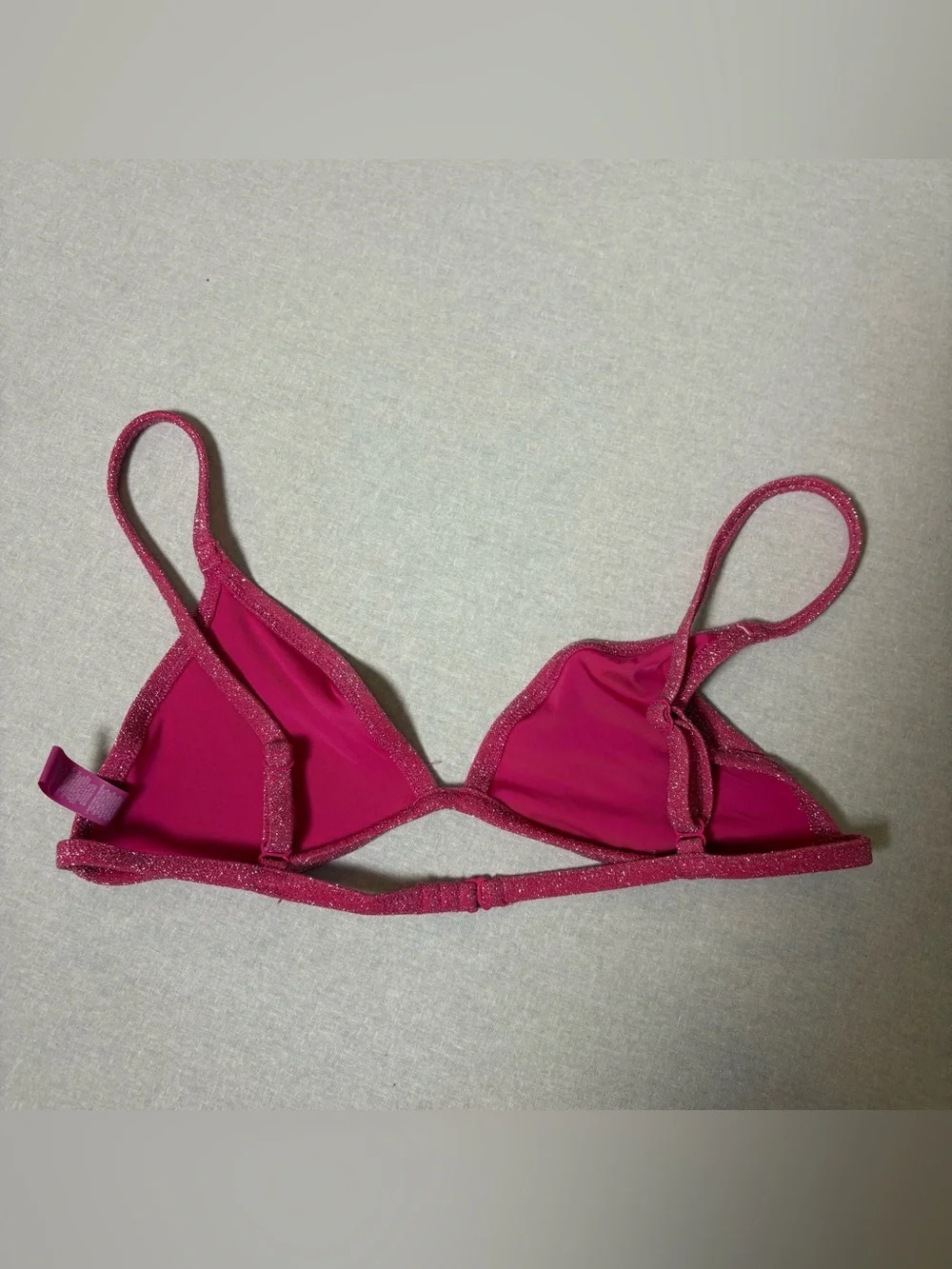 SKIMS swim Glitter Swim Triangle Bikini Top Magenta size large